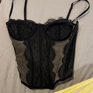 Black Lace Bustier Corset Top - Women Intimates